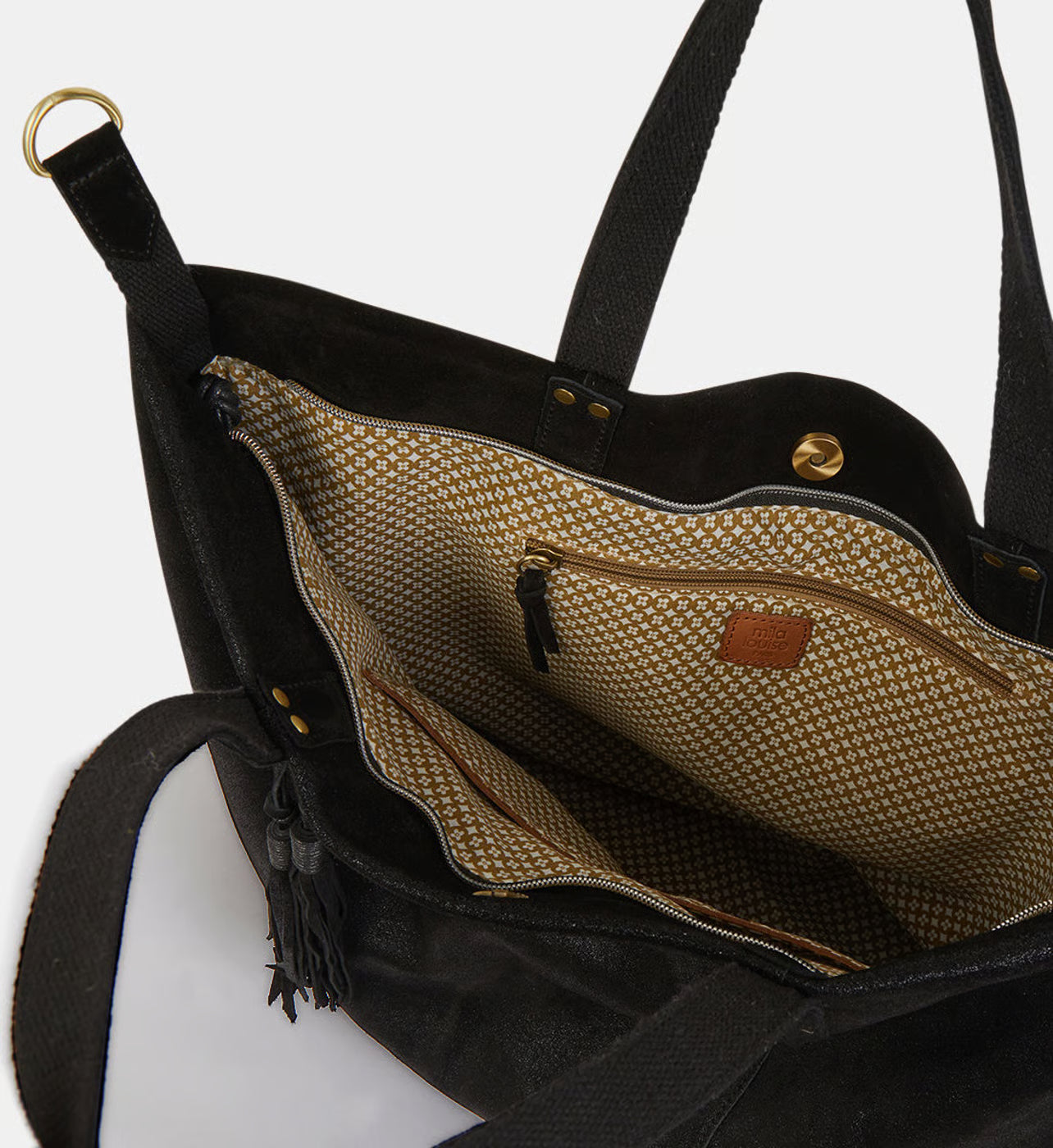 Mila Louise Grand sac cabas Nicole cuir effet daim uni et pailleté