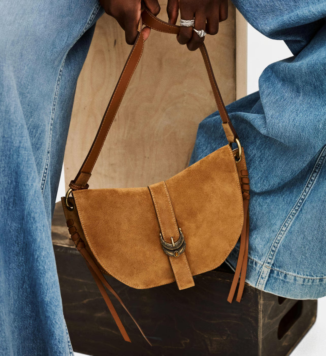 Ba&sh Sac à main Youyou Saddle en cuir